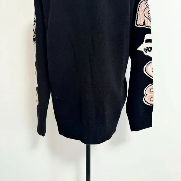 Chanel Black Knit Cardigan Cartoon Embroidery Plays Up Luxury Childlike Style - Picture 10 of 10